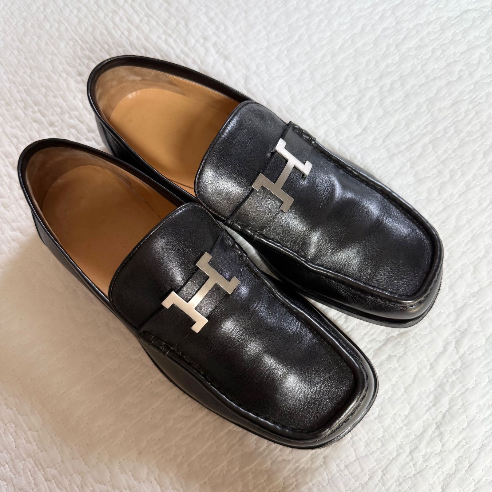 美品 エルメス HERMES ローファー モカシン コンスタンス Hロゴ
