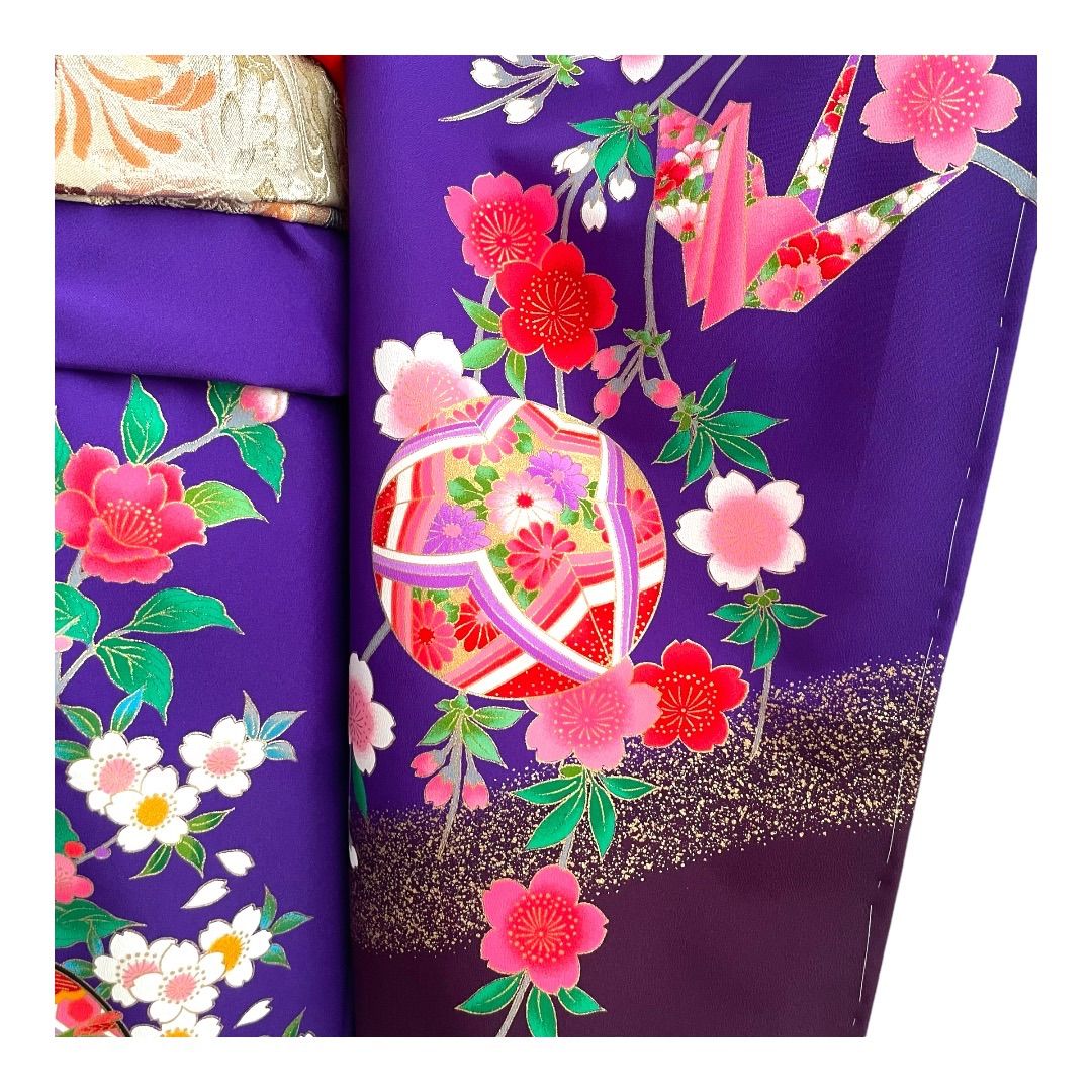 7歳　レトロ薄紫鼓　七五三　お着物・帯セット 7歳 レトロ薄紫鼓 七五三 お着物・帯セット 七五三 着物 7歳 着物単品