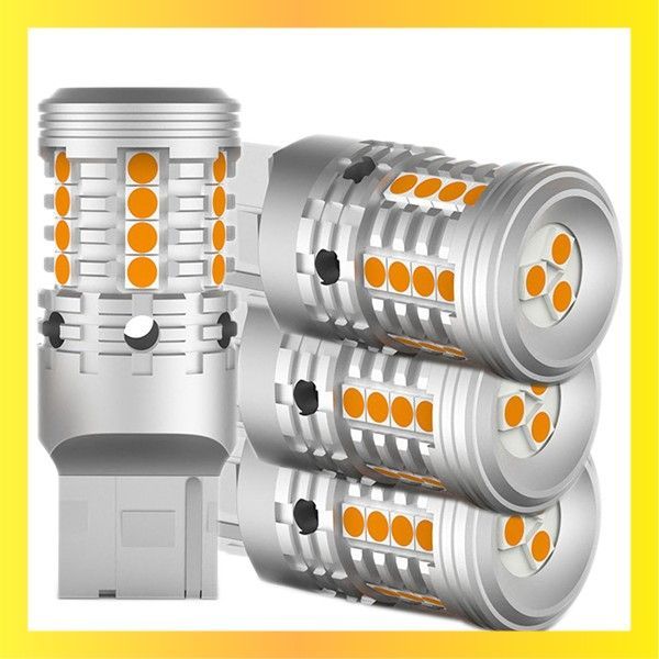 新品送料無料T20 LED シングル 7440 W21W T20 LED ウインカー アンバー シングル ハイフラ防止 抵抗内蔵 ledウインカーバルブ 27連 W21W WY21W 12V21W ウインカーバルブ 簡単取付 無極性 車検対応 DC12V