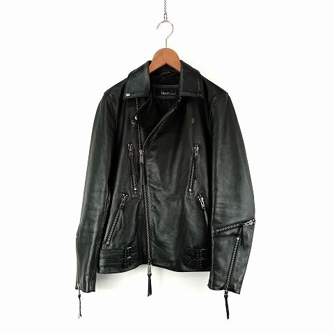 ハルフ Haruf ダブル ライダース レザー ジャケット 牛革 S 黒 