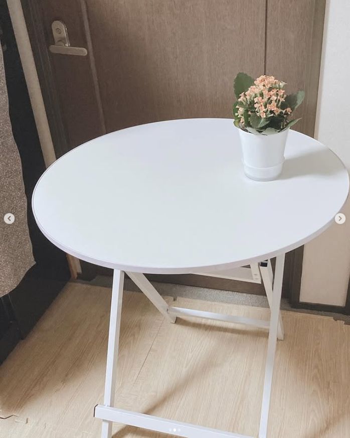 E-WIN 90cm折りたたみ丸テーブル (テーブル＋椅子2脚) 幅90cm 円形