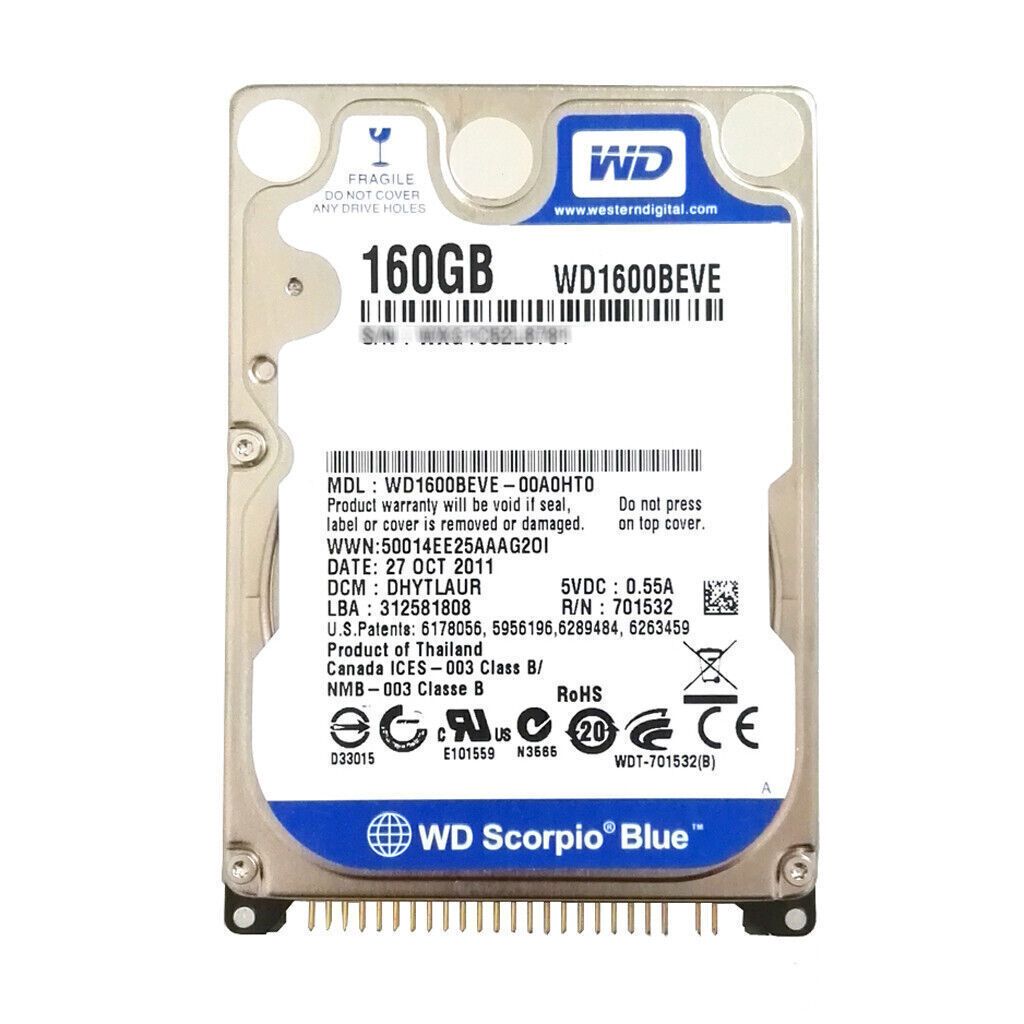 Western Digital 160GB WD1600BEVE 5400RPM PATA IDE 2.5 ラップトップ HDD