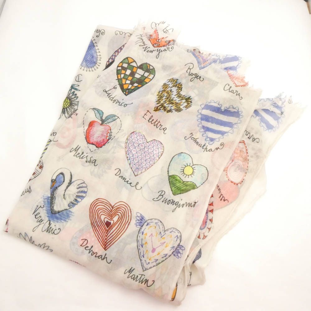 Faliero Sarti ファリエロサルティ ストール コットン 大判ショール カラフルハート 花 服飾小物 レディース AU3515