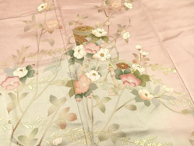 ラ*ロ様 訪問着　友禅　作家物 花籠文暈し染め金銀彩 正絹 逸品 訪問着 友禅 作家物 花籠文暈し染め金銀彩 正絹 逸品 平和