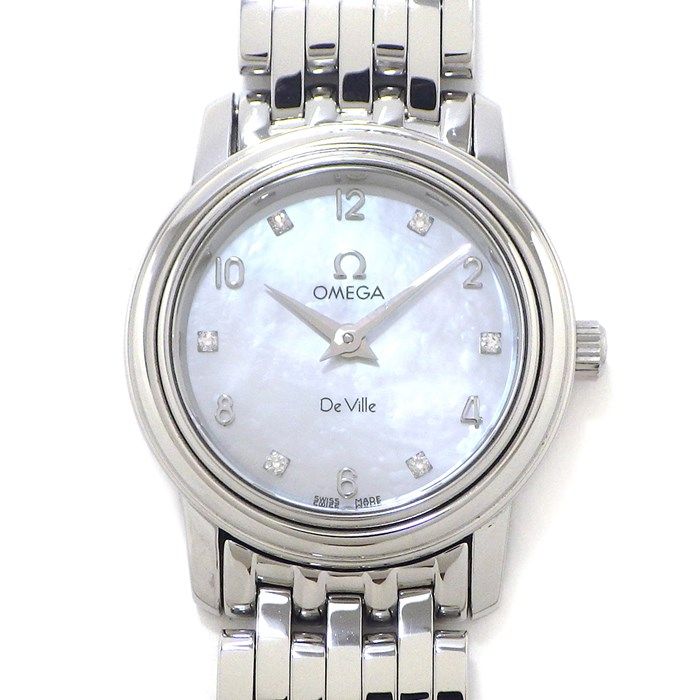 オメガ OMEGA 腕時計 デ ヴィル 22mm 4570.75.00 6ポイント ダイヤインデックス ホワイトシェル文字盤 SS クオーツアナログ 箱 保付き