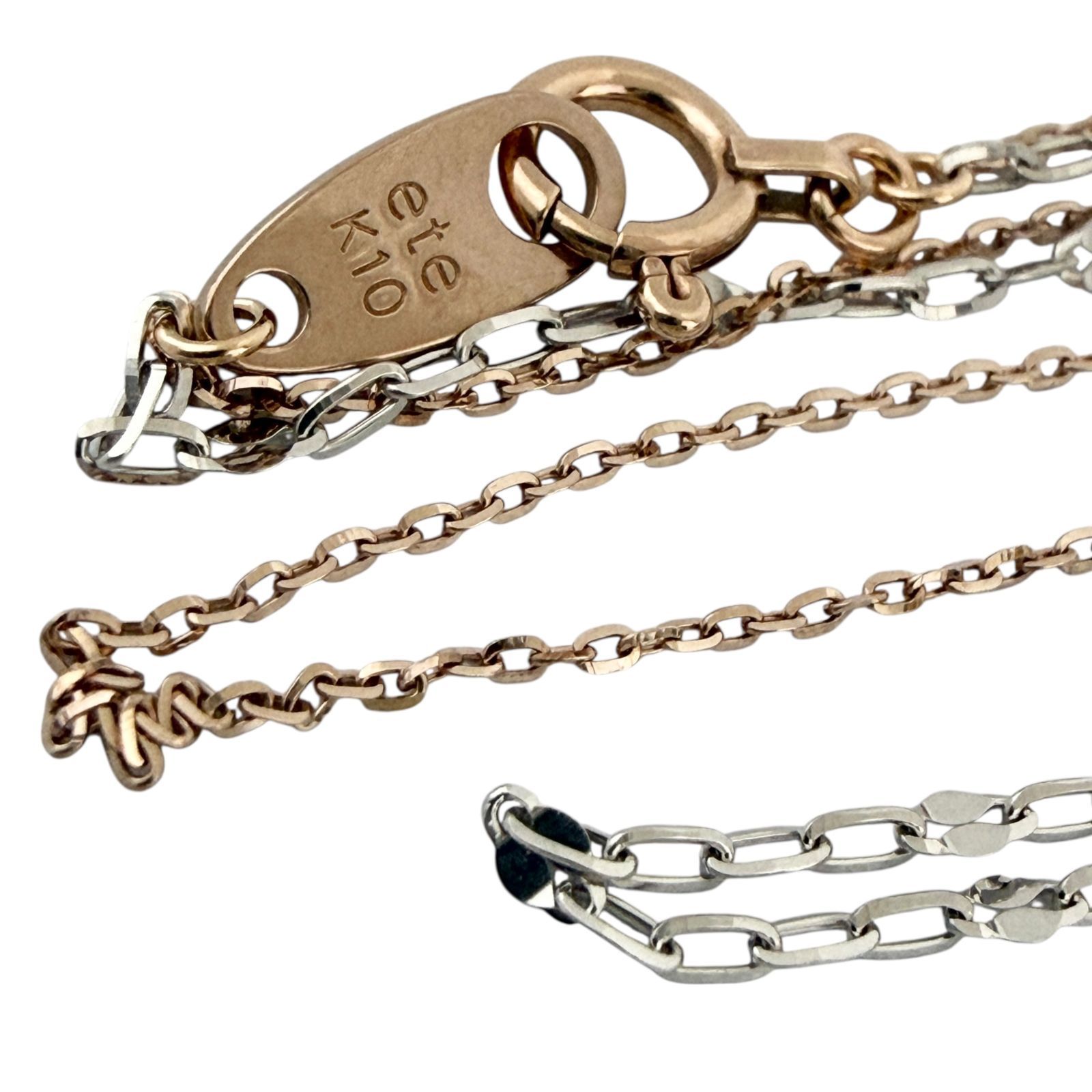 エテ ミストピンク K10 レイヤード ネックレス バイカラー ゴールド