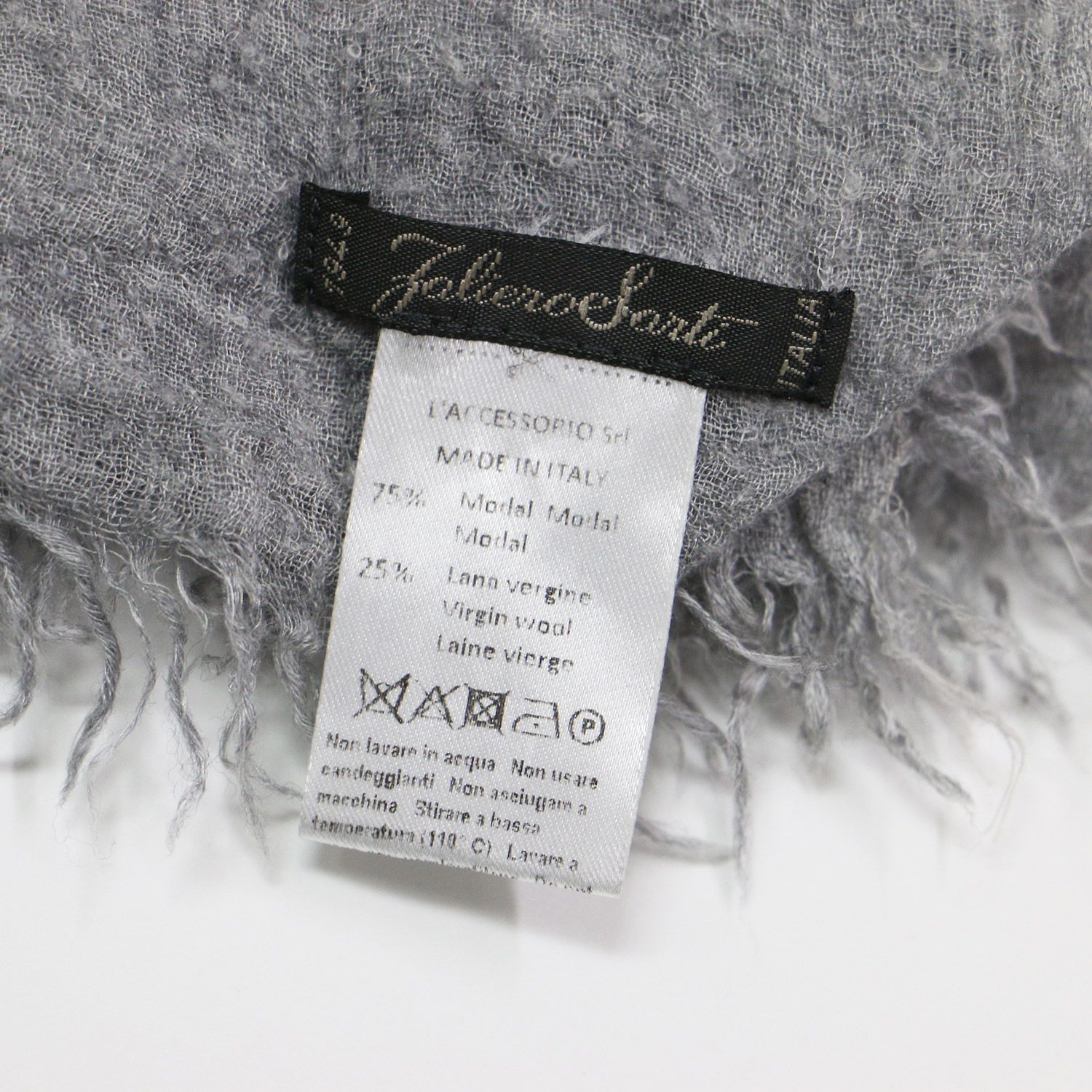 美品 Faliero Sarti ファリエロサルティ ストール 大判 ウール グレー 