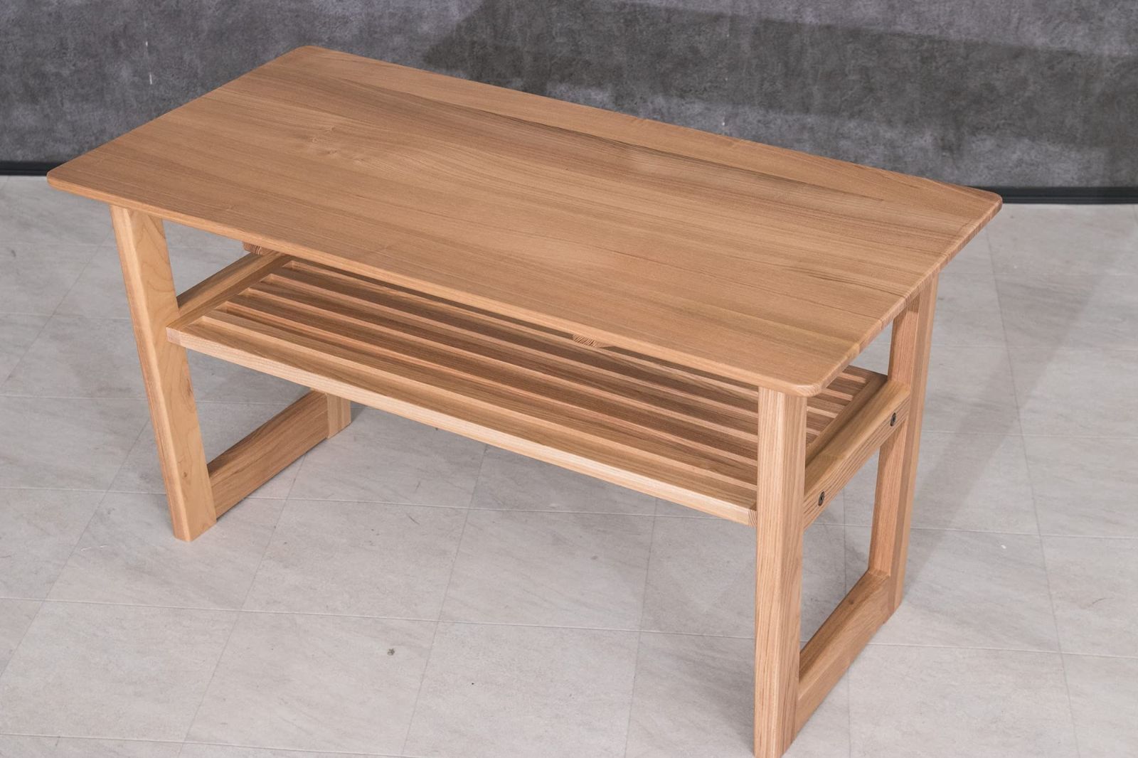 ナチュラル タモ無垢材 ハイタイプ 幅90×奥行45×高さ48.5cm リビングテーブル ローテーブル 462510 センターテーブル