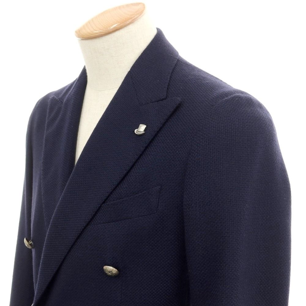 【美品】タリアトーレ 42/7 R ダブル テイラードジャケット ネイビー 中古】タリアトーレ TAGLIATORE ウール ダブルテーラード
