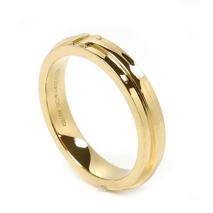 ティファニー Tトゥルーナロー k18YGリング メンズ 7号