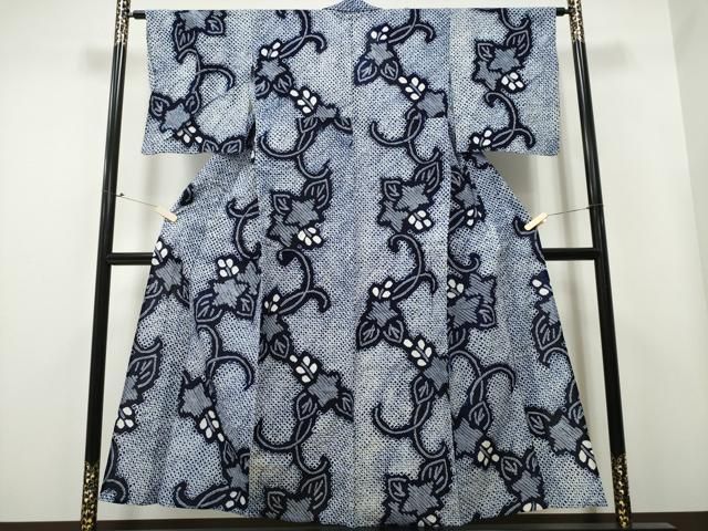 平和屋着物∴夏物 浴衣 有松鳴海絞り 蔦の葉花文 綿 CAAY4505ng