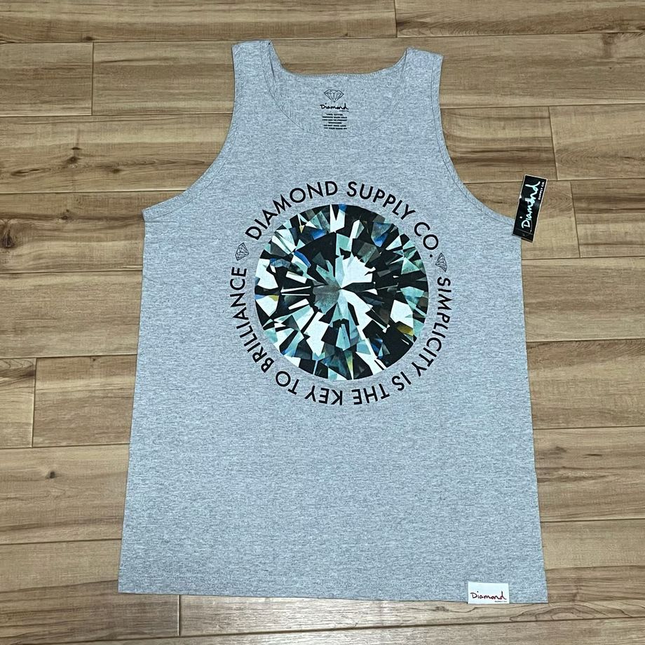 米国製 ダイヤモンドサプライ Diamond Supply Co タンクトップ グレー Simplicity ピスタグ付き
