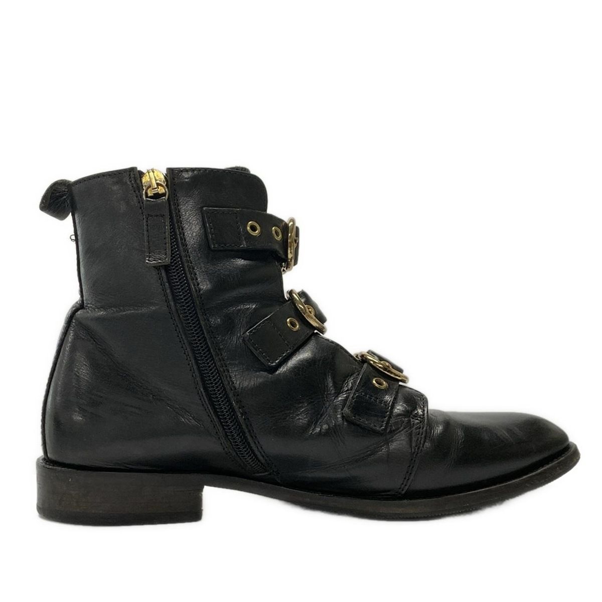 DIEGO BELLINI ディエゴ ベリーニ ショートブーツ 39 - 黒 アウトソール張替済 レザー