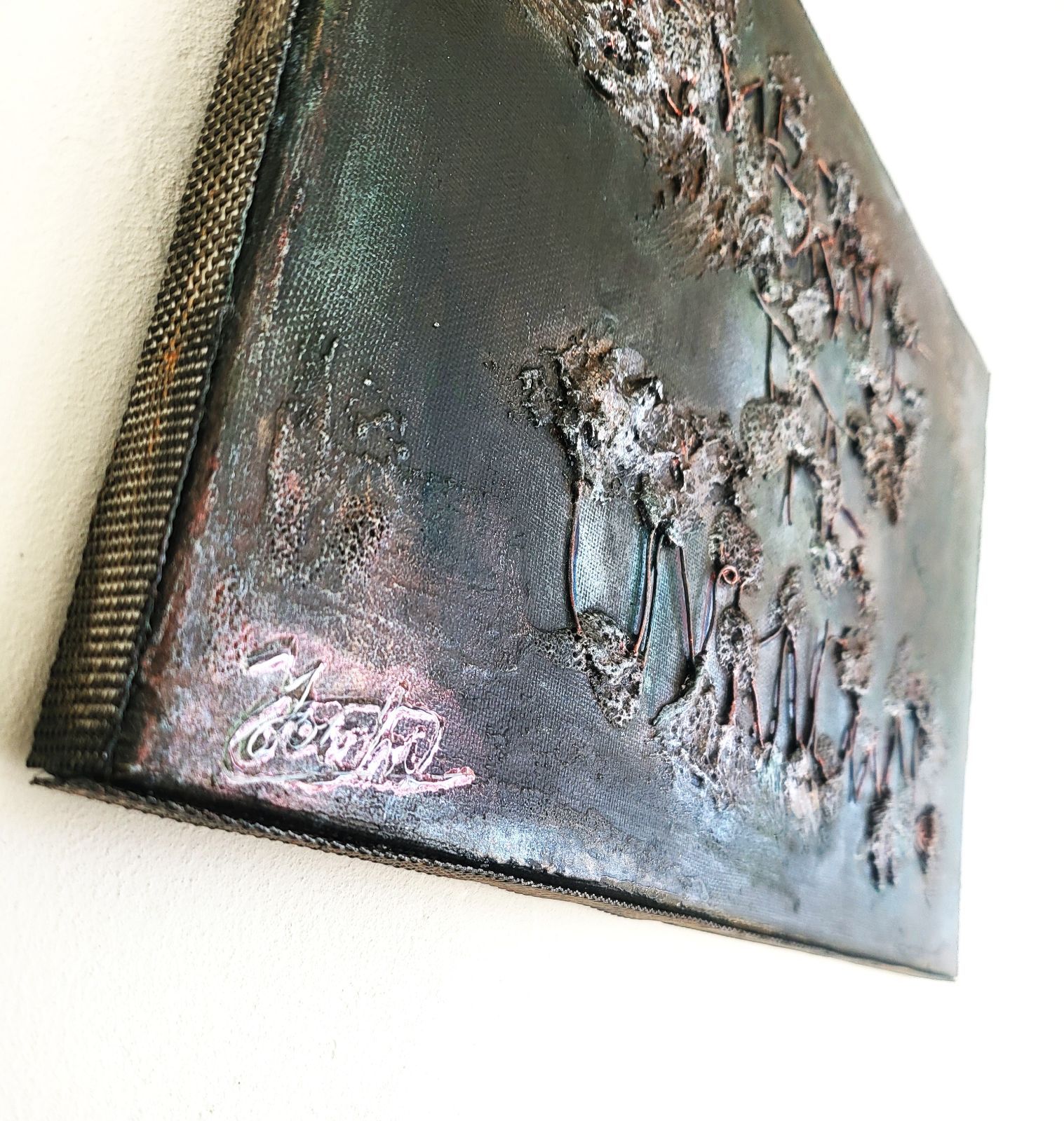 見えない境界 - 抽象画 24×33㎝ キャンバス F4号 原画1点のみ モダン