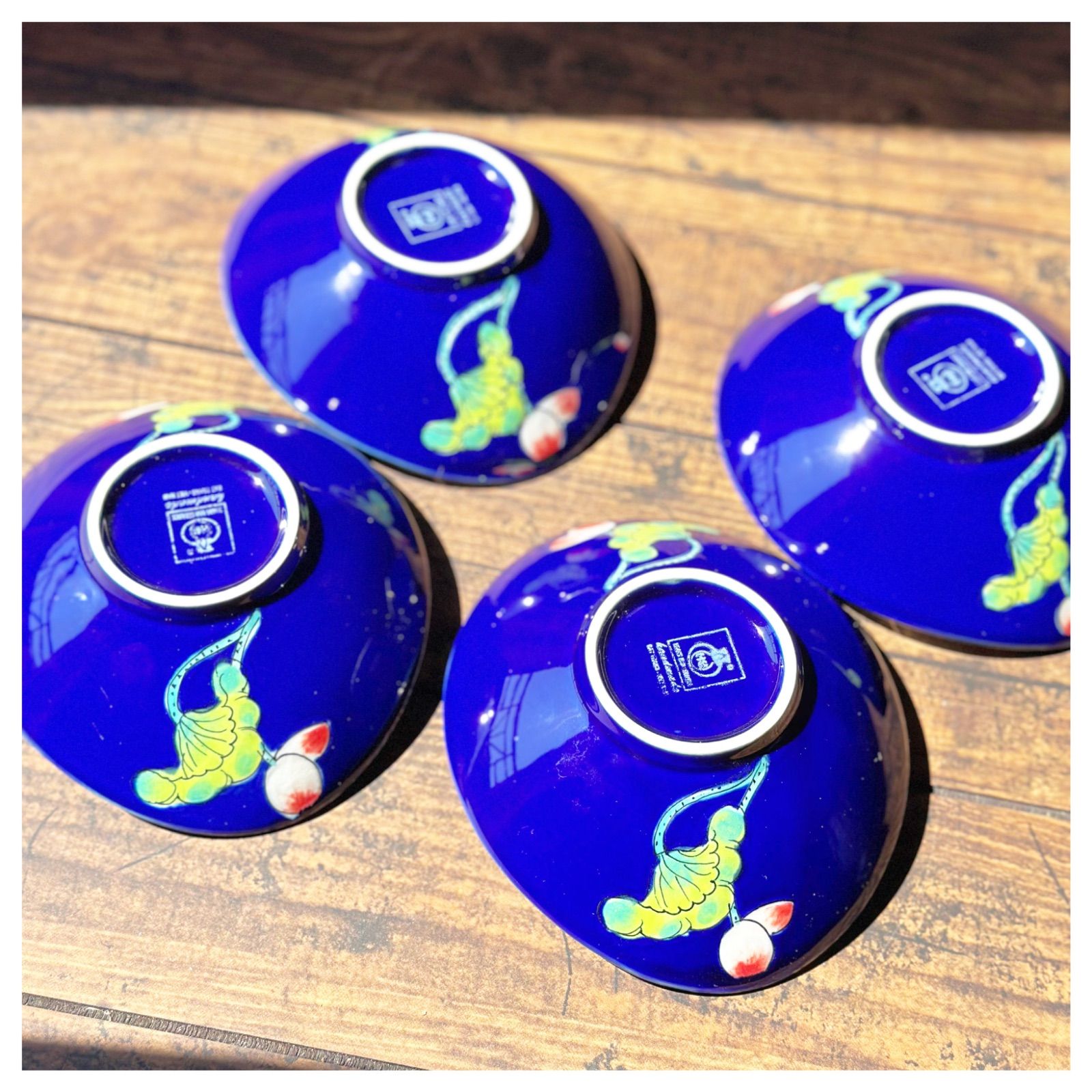 生産完了品 ベトナムのバッチャン焼き 蓮柄の中鉢ボウル4枚セット