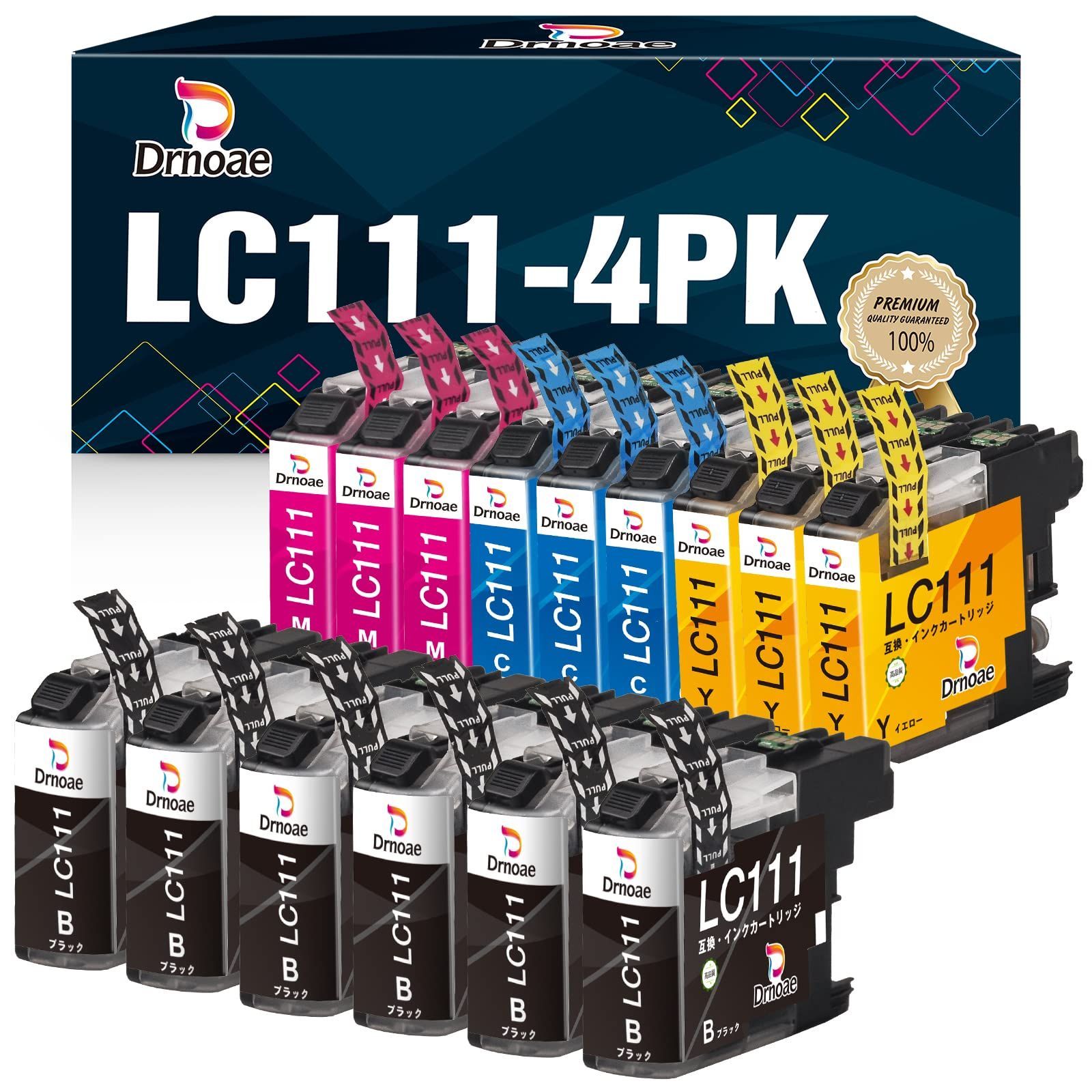 【フォロー割】残量表示付 大容量 説明書付 DCP-J552N 互換インク DCP-J557N 15色セット（6BK+3C+3M+3Y）ブラザー(Brother)対応 DCP-J952N LC111-4PK DCP-J957N MFC-J727D 互換インクカ