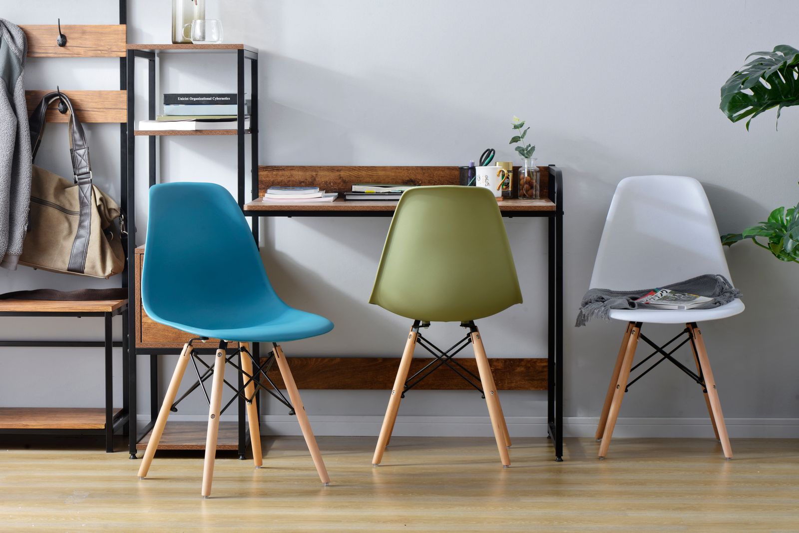 4脚セット】【グリーン座面＆ブラウン脚】イームズチェア リプロダクト
