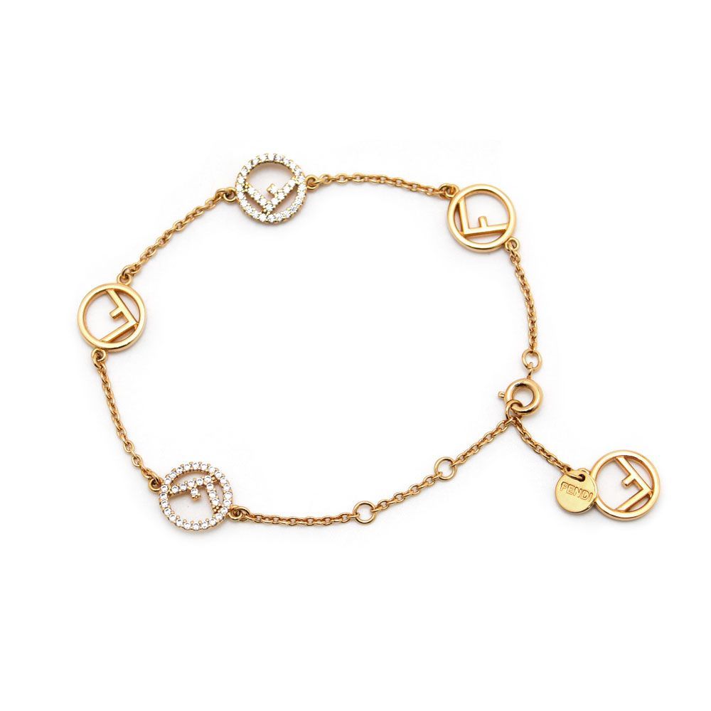フェンディ ブレスレット F is FENDI エフ イズ フェンディ 8AG736 6DM F089U ゴールドメタル ジルコン アクセサリー イタリア製 天然石 レディース Aランク