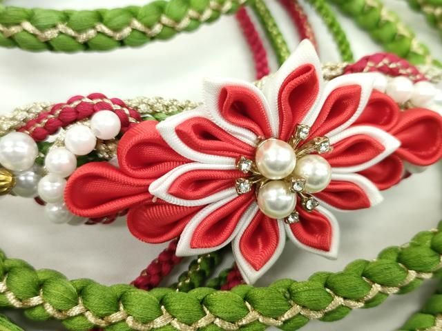 平和屋着物○和装小物 振袖用帯締め 装飾 つまみ細工 ラインストーン