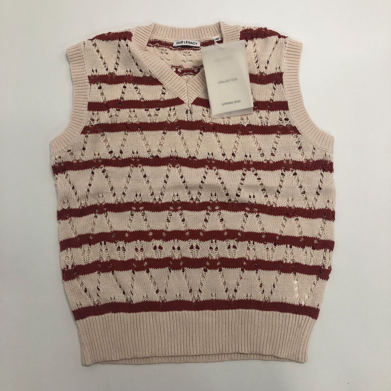 OUR LEGACY オープンワーク ヘンプブレンドニットベスト KNITTED ZIG ZAG STRIPE VEST