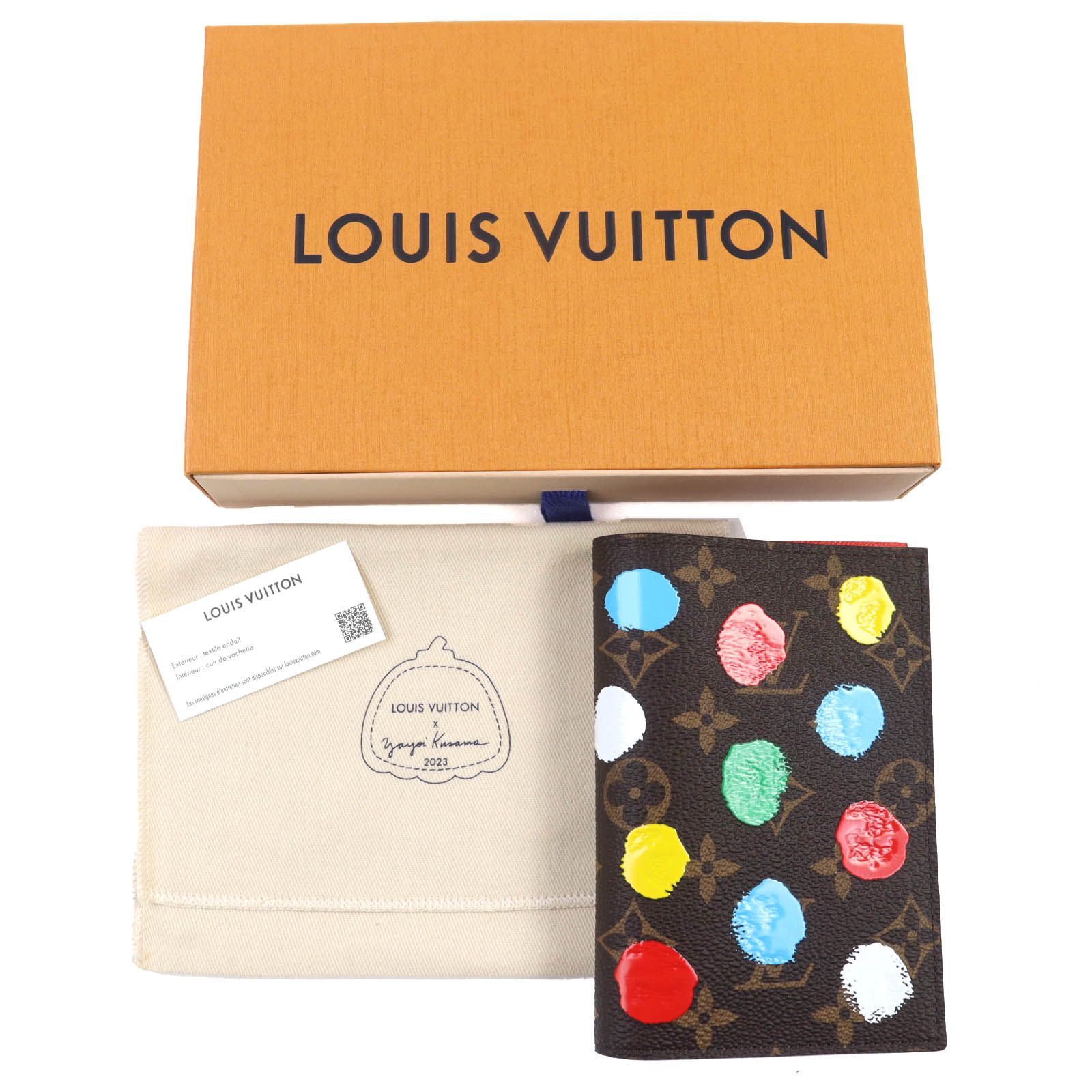LOUIS VUITTON×Yayoi Kusama ルイヴィトン×草間彌生 NM M 81994 LV×YK クーヴェルテュール パスポール モノグラム マルチ ドット パスポートケース ブラウン 箱 保存袋付き フランス製 レディース