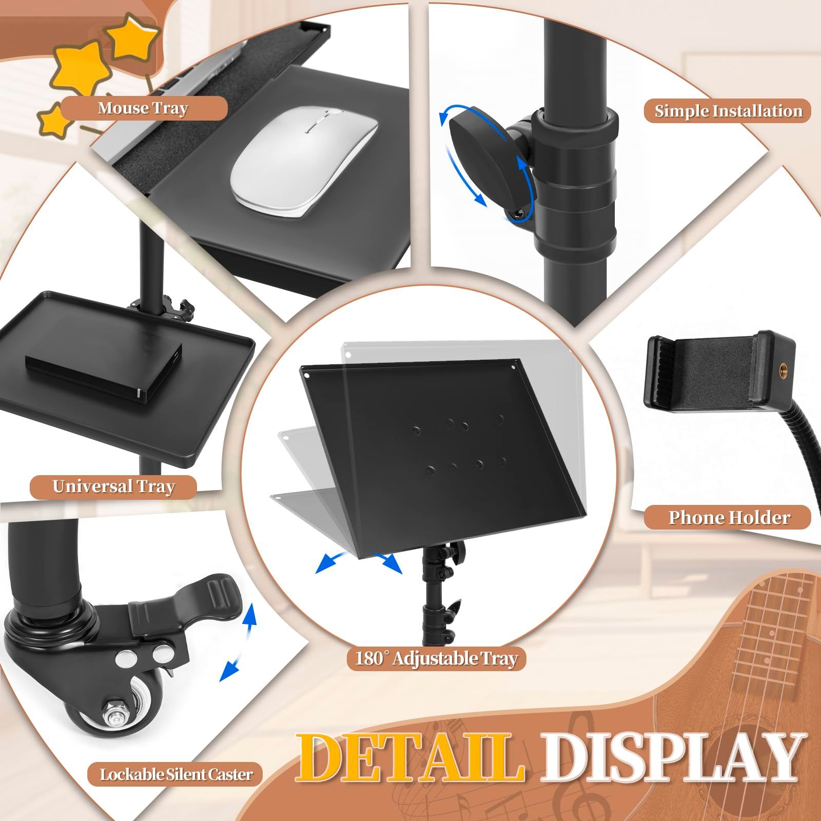 ☆プロジェクタースタンド 三脚式 キャスター付 3段階 高さ調整機能