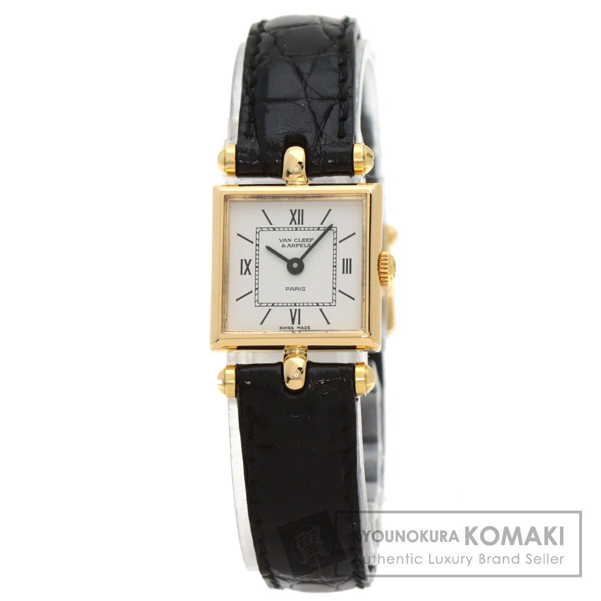Van Cleef - Arpels ヴァンクリーフ＆アーペル 122942B1 クラシック カレ スクエア 腕時計 K18YG 革 レディース
