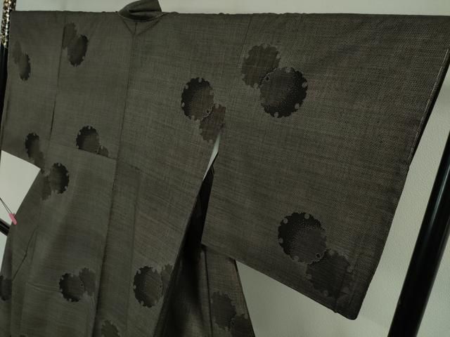 平和屋着物○本場大島紬 一元絣 色紙草花文 正絹 逸品 未使用 AABA3824ph