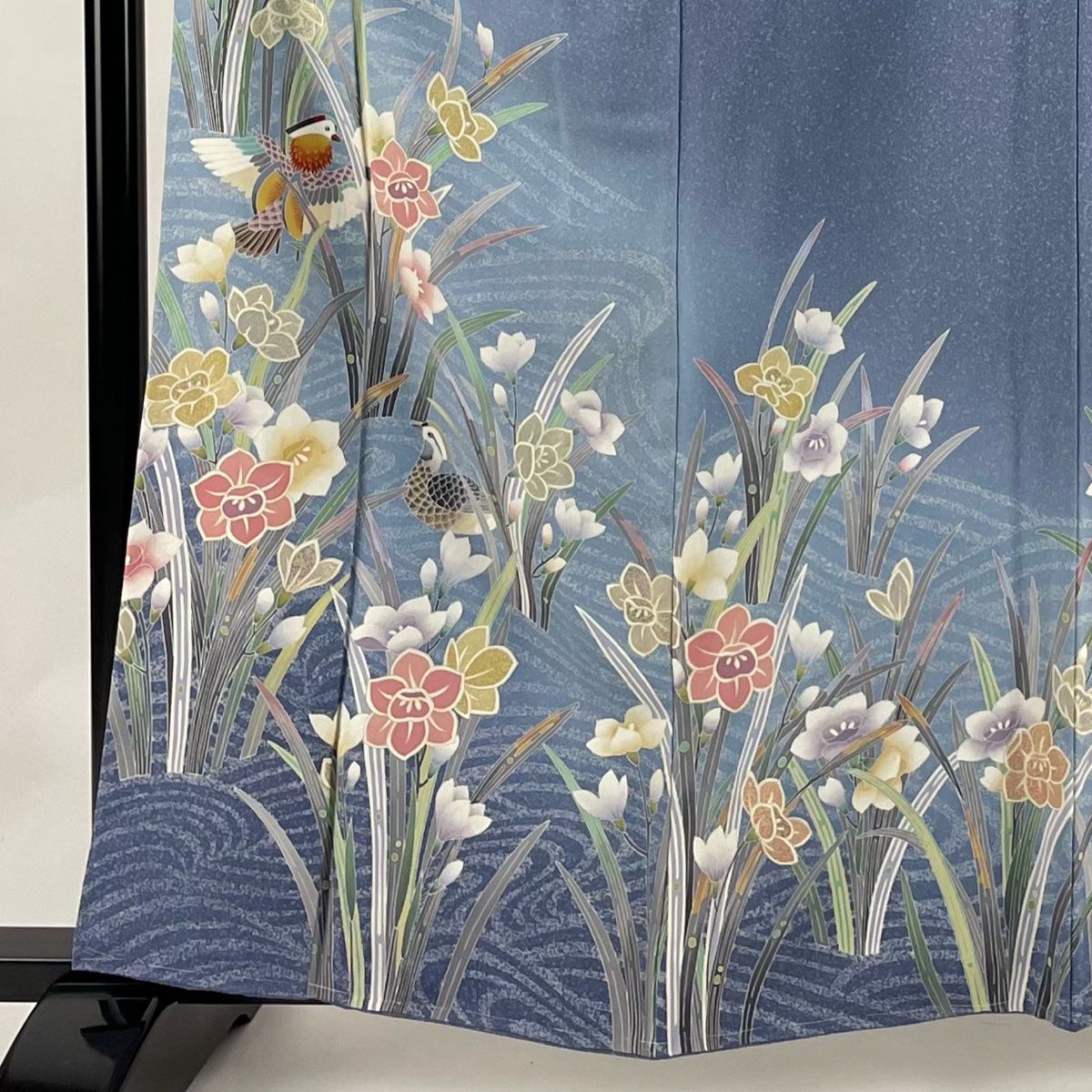 Lサイズ　165cm　未使用　華文　渋水色　正絹付下げ訪問着　お仕事　a654 Lサイズ 165cm 未使用 華文 渋水色 正絹付下げ訪問着 お仕事