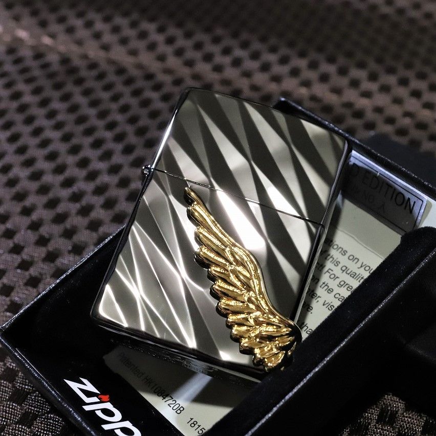 2022 限定 ZIPPO エンジェルウイング 黒 金 シリアルナンバー入り 羽 