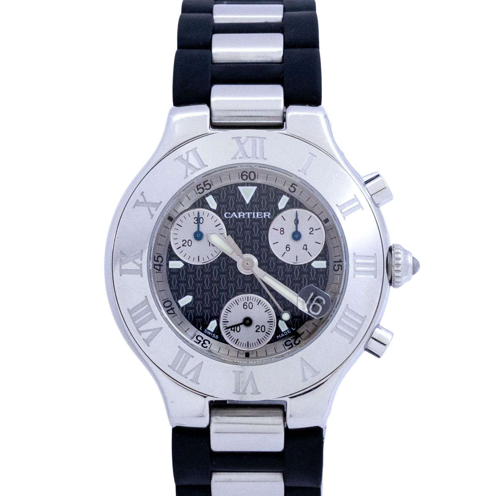 美品カルティエ CARTIER W10125U2 クロノスカフ デイト クォーツ カルティエ Cartier クロノスカフ W10125U2 クォーツ 腕時計