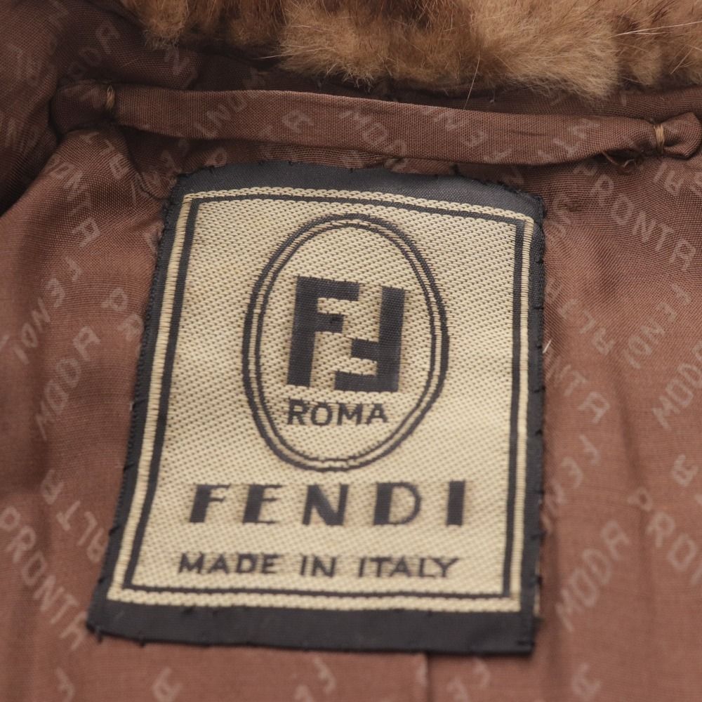 【ファーコート　FENDI　裏地柄　ロゴボタン　イタリア製　シルク　高級　美品】 brand-td-store_00007692