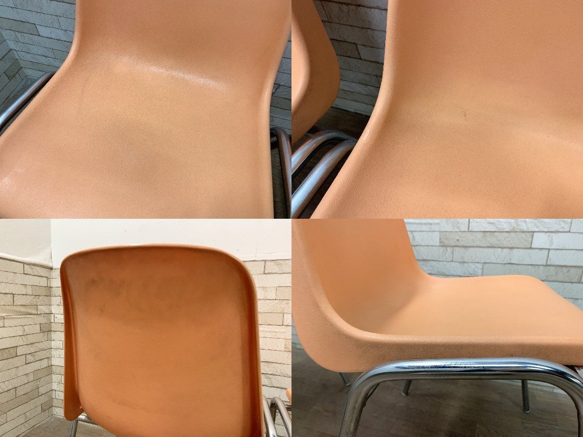 ◇イタリア製 MOD ELENA スタッキングチェア 4脚セット オレンジ 椅子