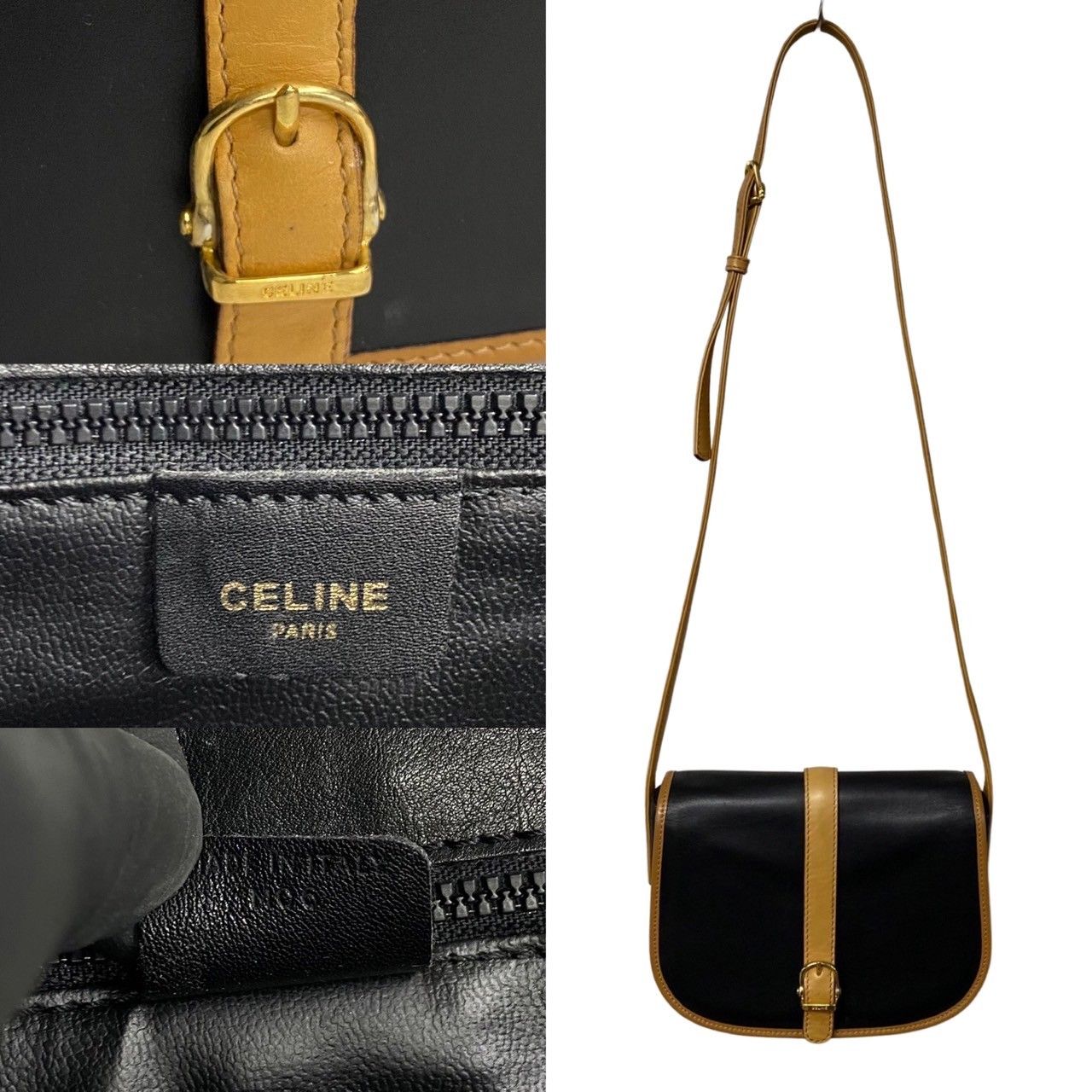 極 美品 希少品 CELINE セリーヌ ロゴ 金具 レザー 本革 ミニ ショルダーバッグ ポシェット サコッシュ ブラック ベージュ 97367 -  メルカリ