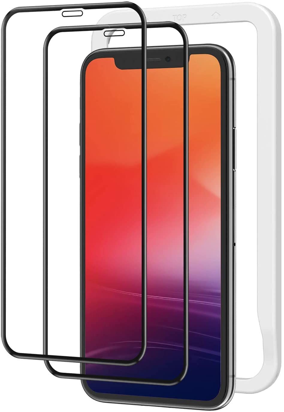 【人気商品】NIMASO ガラスフィルム iPhone11 Pro Max/iPhone XS Max 用 全面保護 フィルム ガイド枠付き 2枚セット NSP18F13