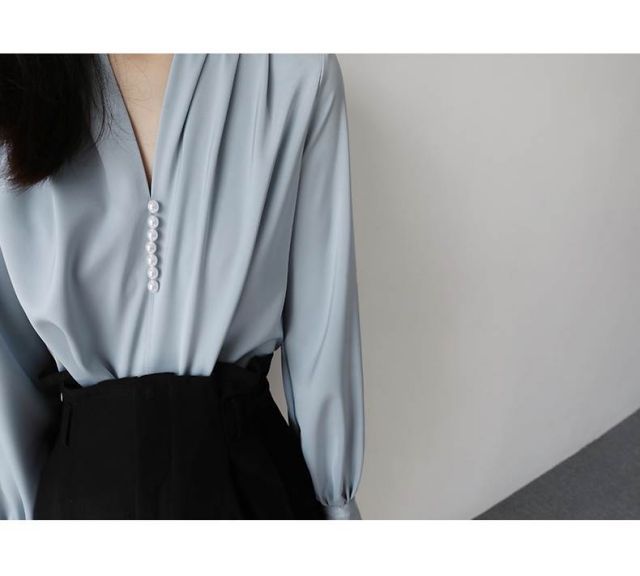 種類15：ホワイト/XL きれいめ ブラウス トップス シャツ プルオーバー