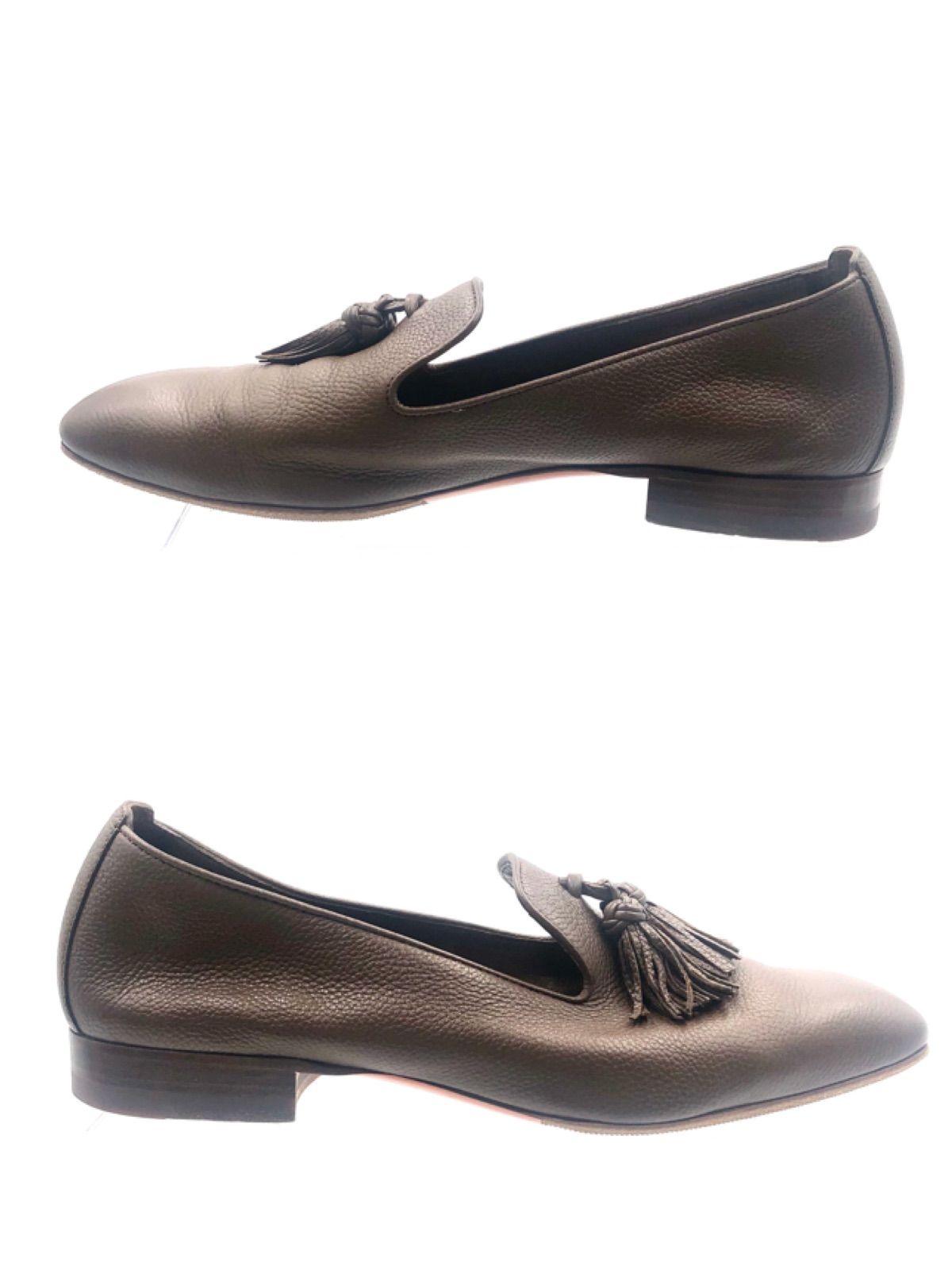 □美品□Santoni サントーニ タッセルローファー レザー 本革 ブラウン 