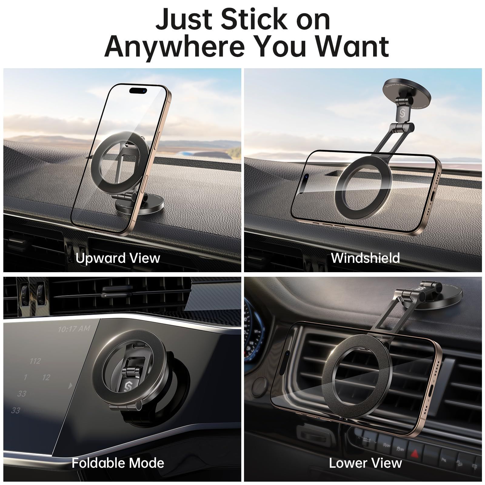 新着商品】14 15 13および全てのスマホに対応 Max Pro 16  SyncwireはMagSafe車載ホルダーに対応、3つ折り可能な磁気スマホホルダー、360°回転全金属ボディ車載ホルダー、強力なマグネットでダッシュボードマウント、iPhone  特価商品】車 マグネット MagSafe 車載 ホルダー ..., image size:1600x1600
