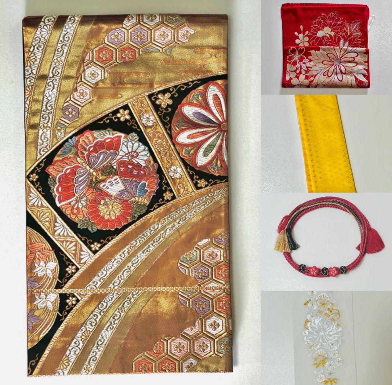 落款入り】美品 高級 赤振袖 花柄 成人式 帯小物一式 おしどり きもの