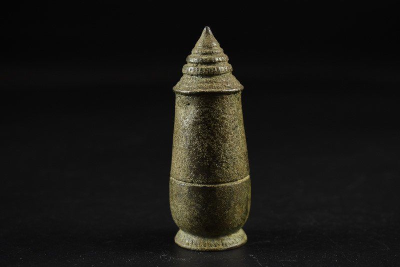 蔵A4458】中国古美術 青銅仏舎利容器 戦国期