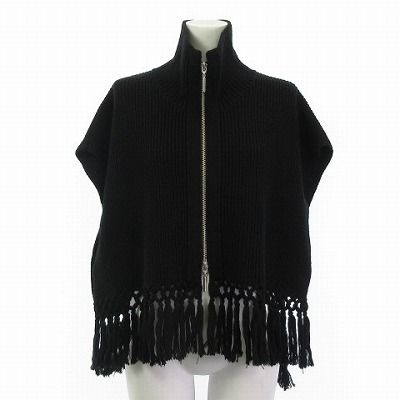 ウジョー Ujoh ニットベスト フリンジ ジップアップ ハイネック