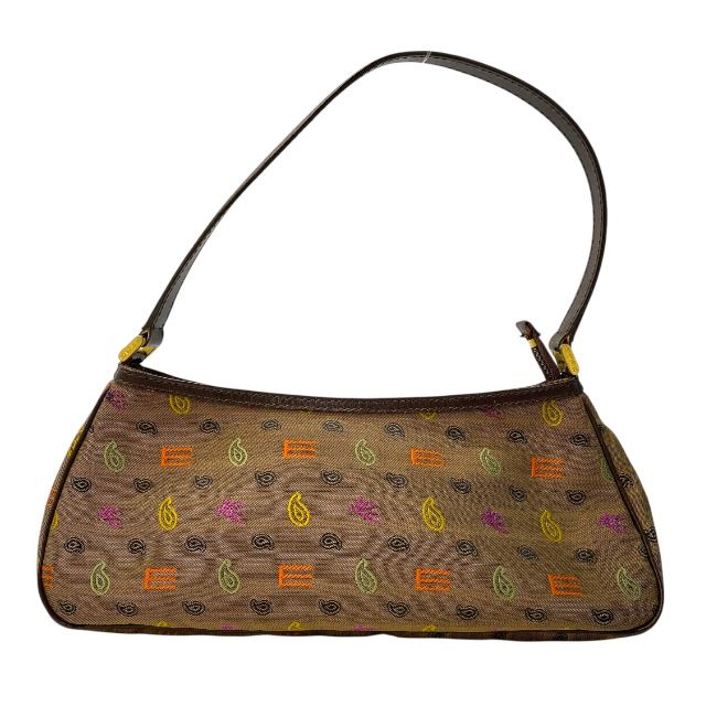 エトロ 7342-9553 ハンドバッグ ペイズリー 総柄 キャンバス ブラウン
