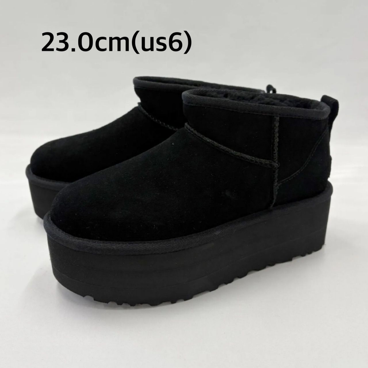 23.0cm 訳アリ UGG Classic Ultra Mini Platform クラシック ウルトラ ミニ プラットフォーム ブラック 厚底ムートンブーツ