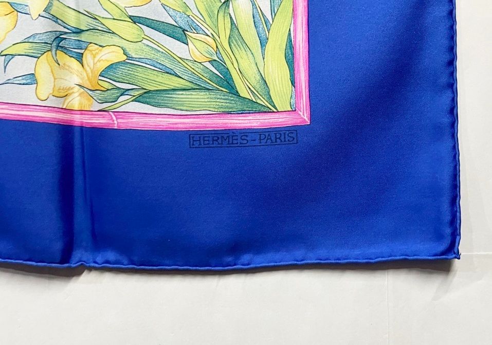 フランス製 HERMES エルメス GIVERNY ジヴェルニー 大判シルクスカーフ