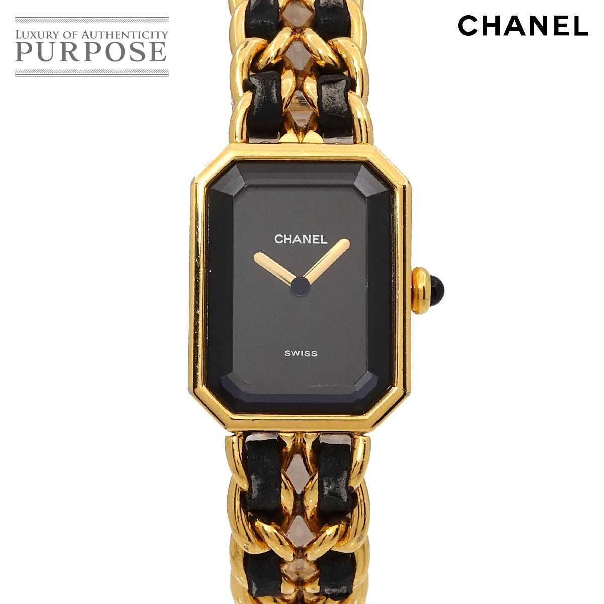 シャネル CHANEL プルミエール Mサイズ H0001 ヴィンテージ レディース 腕時計 ブラック ゴールド ウォッチ Premiere 90295657