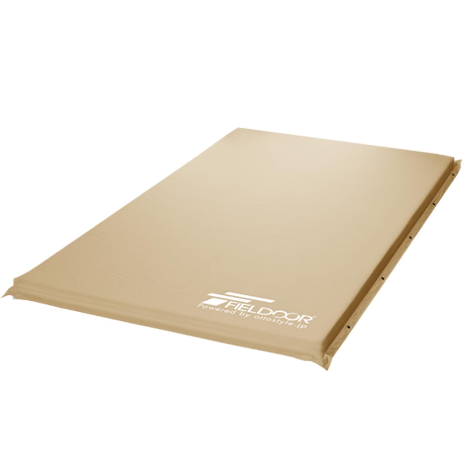 FIELDOOR 車中泊マット Lサイズ 長さ195×幅120×厚10㎝ 自動膨張マットレス 連結 高密度ウレタンフォーム 大型バルブ エアーマット インフレータブル キャンプ アウトドア ベージュ