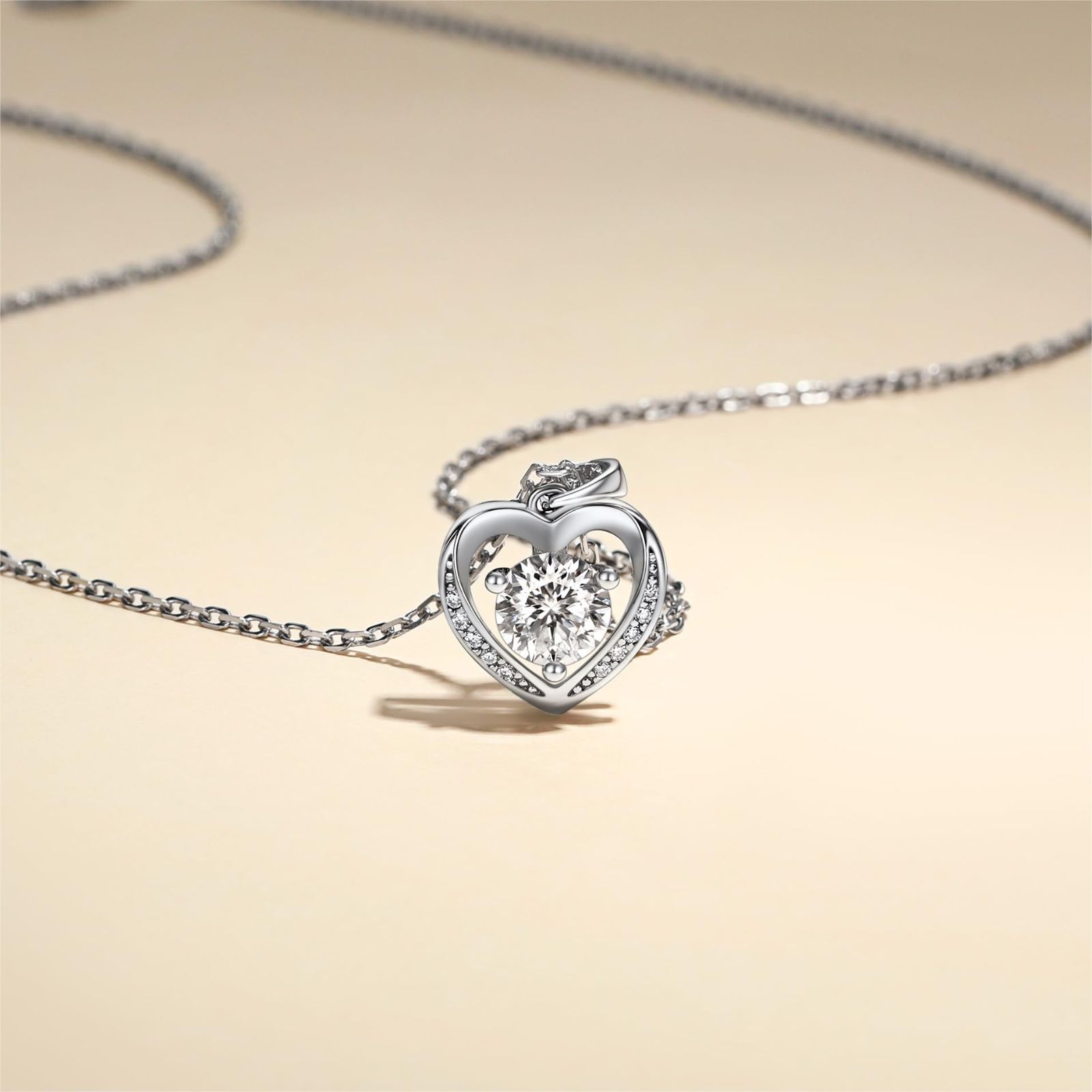  結婚記念日 ブランド レディース プレゼント ペンダント ネックレス シルバー925 プレゼント女性 モアサナイトネックレス カラット 1 ハート MomentWish ネックレス アクセサリー