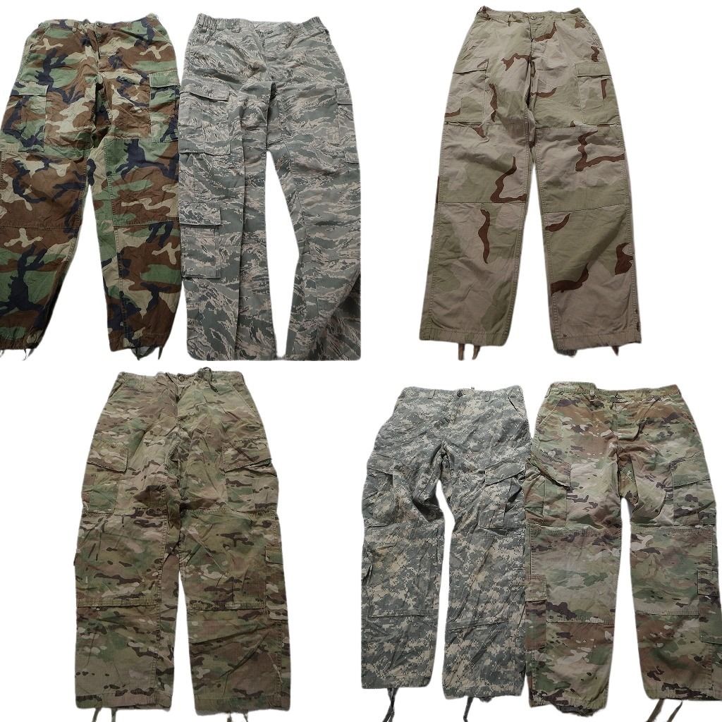 古着卸 まとめ売り 米軍実物 フィールドパンツ カモ柄MIX ミリタリー 7枚セット (メンズ M ) デザートカモ 90s デジタルタイガー MU6567