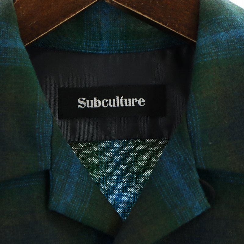 サブカルチャー Subculture WOOL CHECK SHIRT GREEN ウールシャツ
