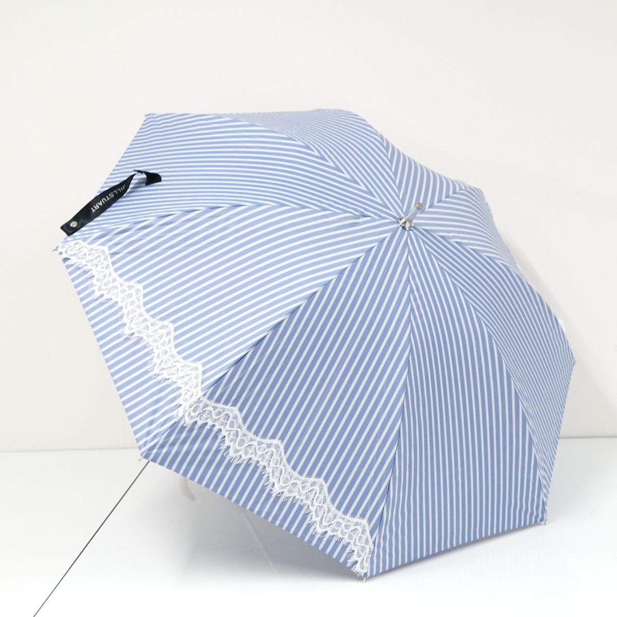 【未使用】ジルスチュアート　晴雨兼用傘　日傘　長傘　ストライプ　レース JILL STUART（ジル スチュアート）】 バイカラー柄 晴雨兼用傘